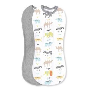 SwaddleMe Pod Zip-Up Compression Swaddle Wrap Newborn - Lil Wild One 2pk